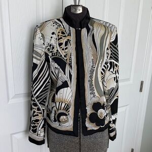 Vintage City Girl Y2K Black and Cream Women's Jacket Nancy Bolen